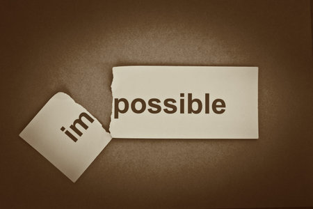 Filter image old style. Concept photo of changing the word impossible to possible.
