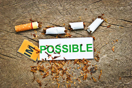 Changing word impossible transformed to possible. Concepts of successfully for
quitting smoking or World no tobacco day)の写真素材