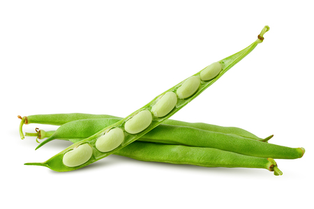 Green beans isolated on white background, clipping path, full depth of fieldの写真素材