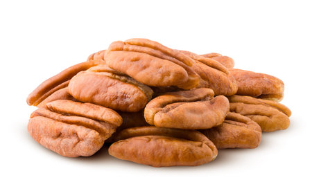 pecan, nut, isolated on white background, clipping path, full depth of fieldの写真素材