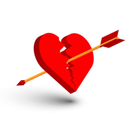 Heart, broken, arrow, vector, isolate.のイラスト素材