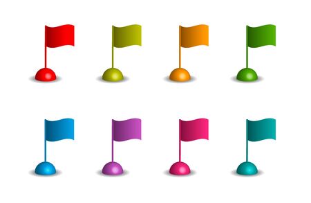wavy flags in different colors on the white backgroundのイラスト素材