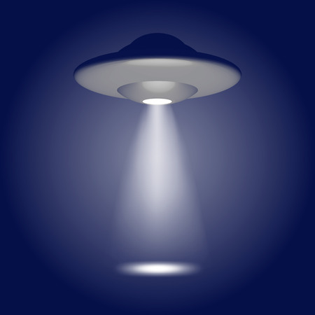 UFO, alien ship, a breathtaking beam, vector illustration, background.のイラスト素材