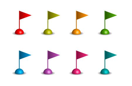triangular flags in different colors on the white backgroundのイラスト素材