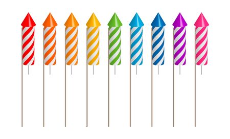 Fireworks rocket set a symbol of celebration. Vector illustrationのイラスト素材