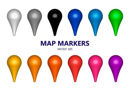map marker, set, vector, colorfulのイラスト素材