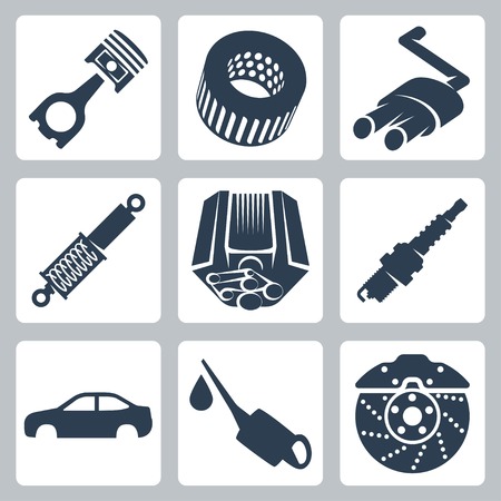 Vector car parts icons setのイラスト素材