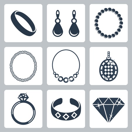 Vector isolated jewelry icons setのイラスト素材