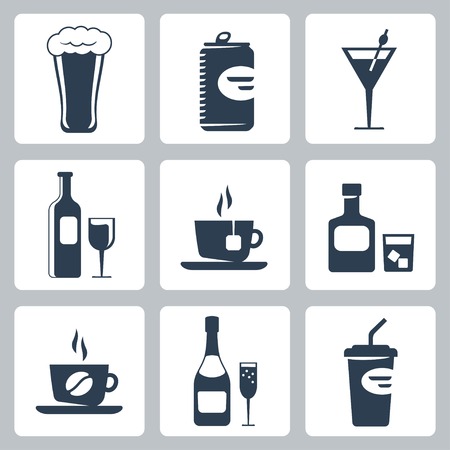 isolated beverages icons setのイラスト素材
