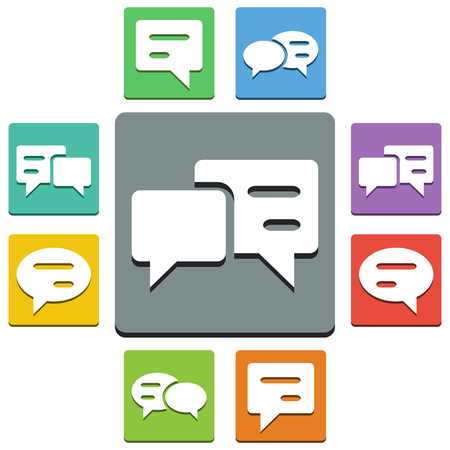 bubble speach icons - almost flat style - 9 colorsのイラスト素材