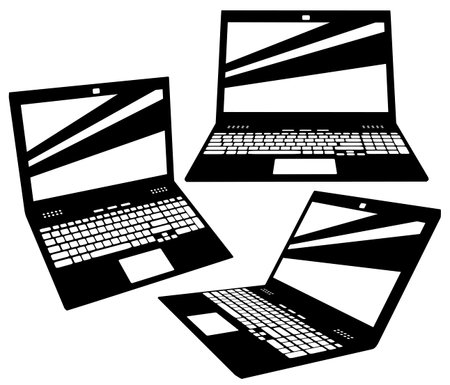 laptop silhouettes on white background