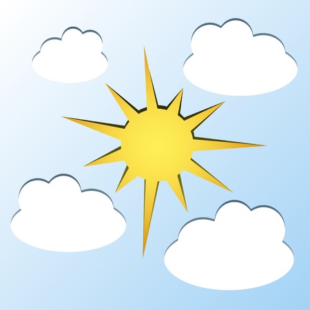 sun and clouds - paper cutoutsのイラスト素材