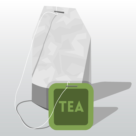 illustration of tea bag with  labelのイラスト素材
