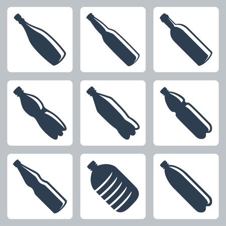 Vector isolated plastic and glass bottles icons setのイラスト素材