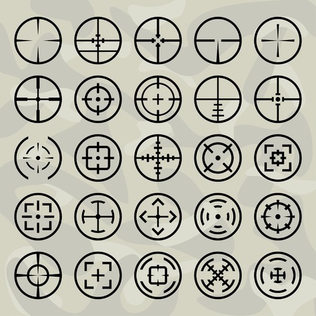 Vector isolated crosshairs set on military backgroundのイラスト素材