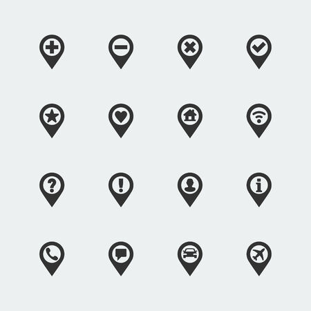 Vector map pins mini icons setのイラスト素材