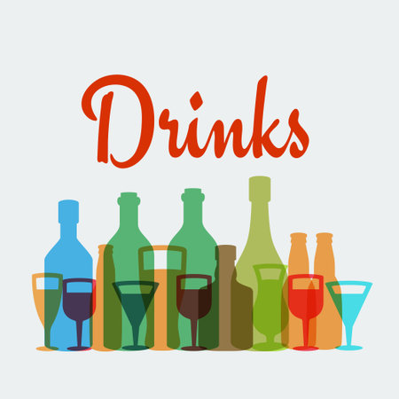 Alcohol drinks vector posterのイラスト素材