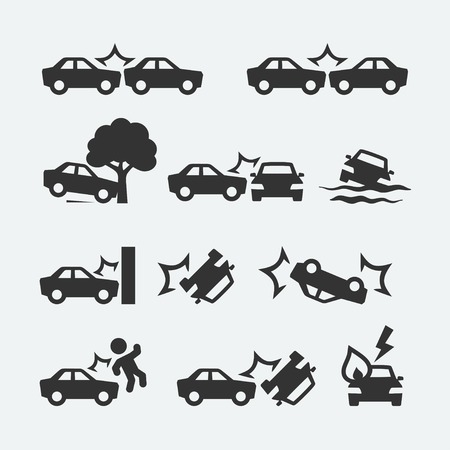 Car crash related icon setのイラスト素材