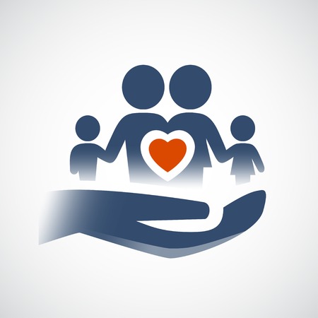 Hand holding family symbol, love or life insurance conceptのイラスト素材