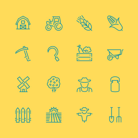 Vector farm related vector icon set, thin line styleのイラスト素材