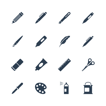 Drawing and writing tools icon setのイラスト素材