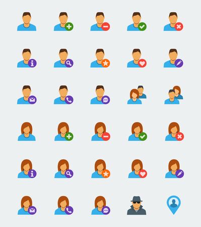 User avatar icon set in flat styleのイラスト素材
