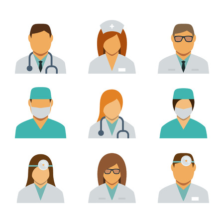 Set of  avatar icons for medical staffのイラスト素材