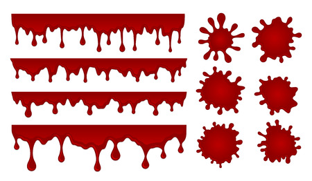 Vector set of blood drops and splash stainsのイラスト素材