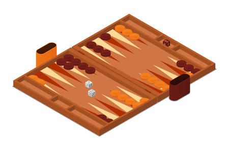 Backgammon game vector isometric illustrationのイラスト素材
