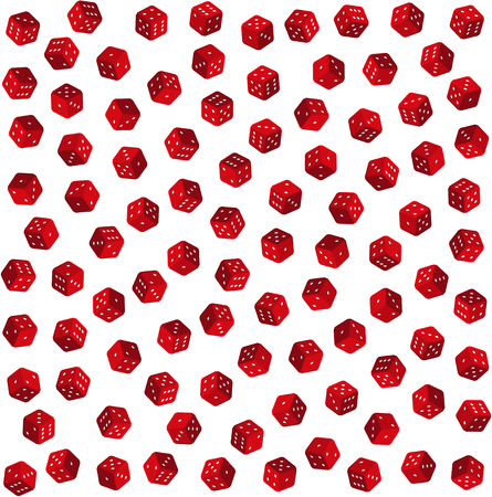 Red dice on white background vector seamless patternのイラスト素材