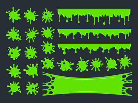 Vector set of slime drops and splash stainsのイラスト素材