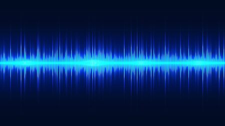 Blue neon sound wave, pulse of audio signal. Abstract spectrum equaliserのイラスト素材