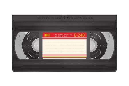 Realistic Video Recorder Tape. Video Cassette Isolated on a White Backgroundのイラスト素材