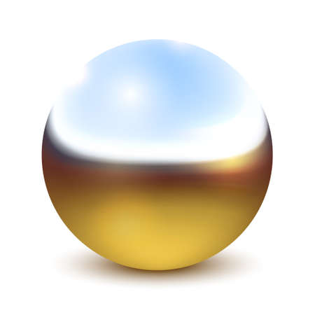Vector Metal Bright Chrome Ball, Sphere Over Whiteのイラスト素材