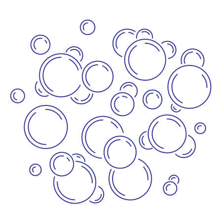 Vector Water or Soap Bubbles in Outline Style, Rounded Capsのイラスト素材