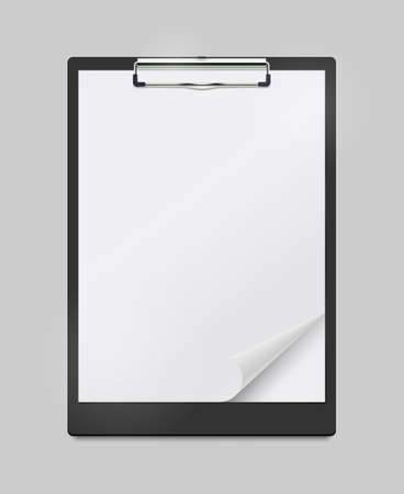 Realistic Clipboard Mockup With Blank White Sheet of Paper With Curled Cornerのイラスト素材