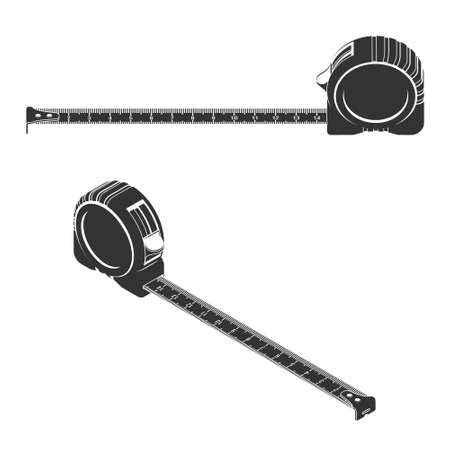 Isometric Metal Measuring Tape in Silhouette Styleのイラスト素材
