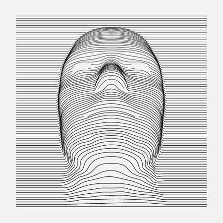Human Face Shape Out of Horizontal Lines or Slices Over White Backgroundのイラスト素材
