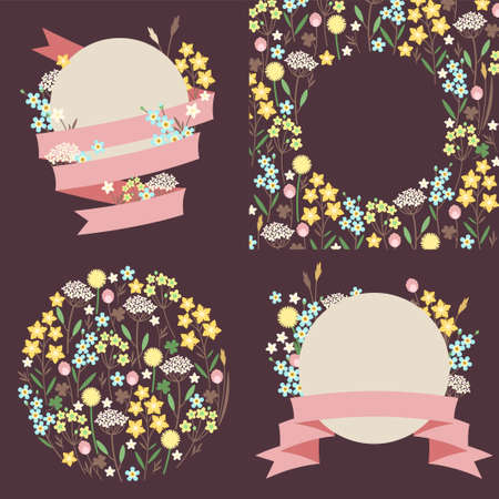 Set of meadow flowers compositions made in Eps 10のイラスト素材