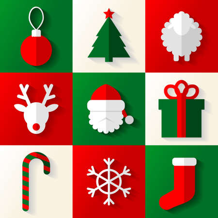 Set of Christmas and New Year icons made in Eps 10, with blend and groupedのイラスト素材