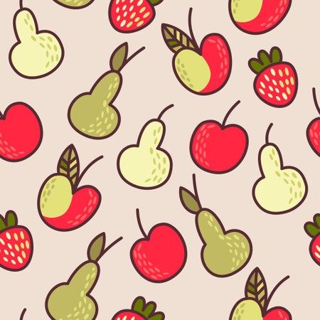 Garden fruit and berries decorative seamless background