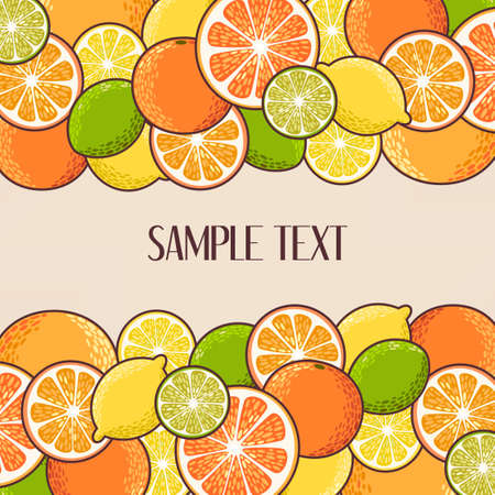 Lemon, lime, orange and grapefruit vector backgroundのイラスト素材