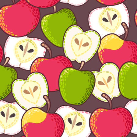 Apple and apple slices seamless background patternのイラスト素材