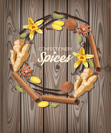 Vector illustration of confectionery spices in circleのイラスト素材