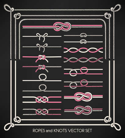 Set of different vector ropes and knotsのイラスト素材