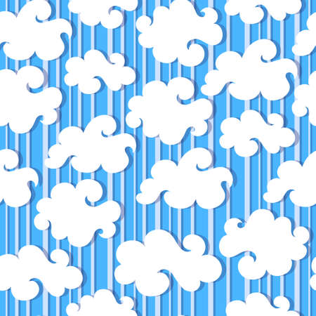 White clouds and blue sky vector seamless  backgroundのイラスト素材