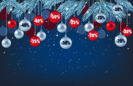 Illustration of christmas tree toys with discountのイラスト素材