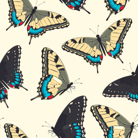 High detailed colorful butterflies vector seamless backgroundのイラスト素材