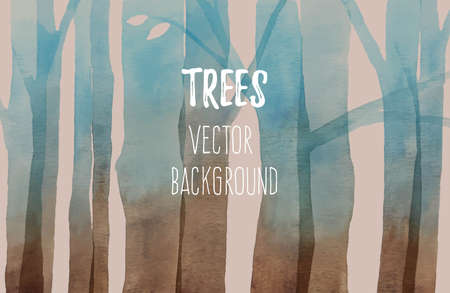 Aquarelle trees of blue and brown colors backgroundのイラスト素材