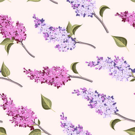 Vintage detailed lilac branches vector seamless backgroundのイラスト素材